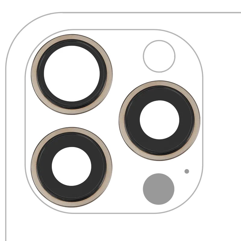 Sklíčko zadní kamery s držákem a rámečkem pro iPhone 15 Pro Max (sada 3 ks) (Premium) (přírodní titan)