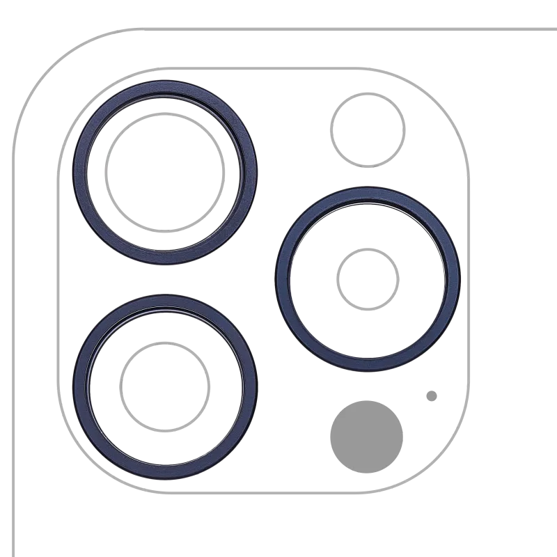 Samotný rámeček sklíčka zadní kamery pro iPhone 15 Pro Max (sada 3 ks) (modrý titan) (balení 10 ks)