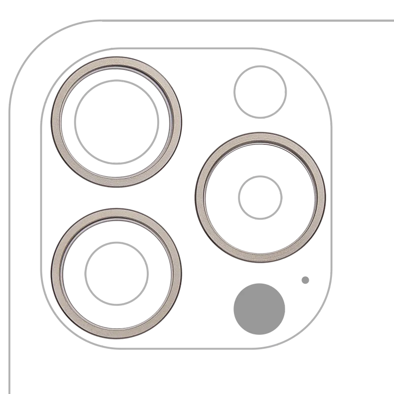 Samotný rámeček sklíčka zadní kamery pro iPhone 15 Pro Max (sada 3 ks) (přírodní titan) (balení 10 ks)