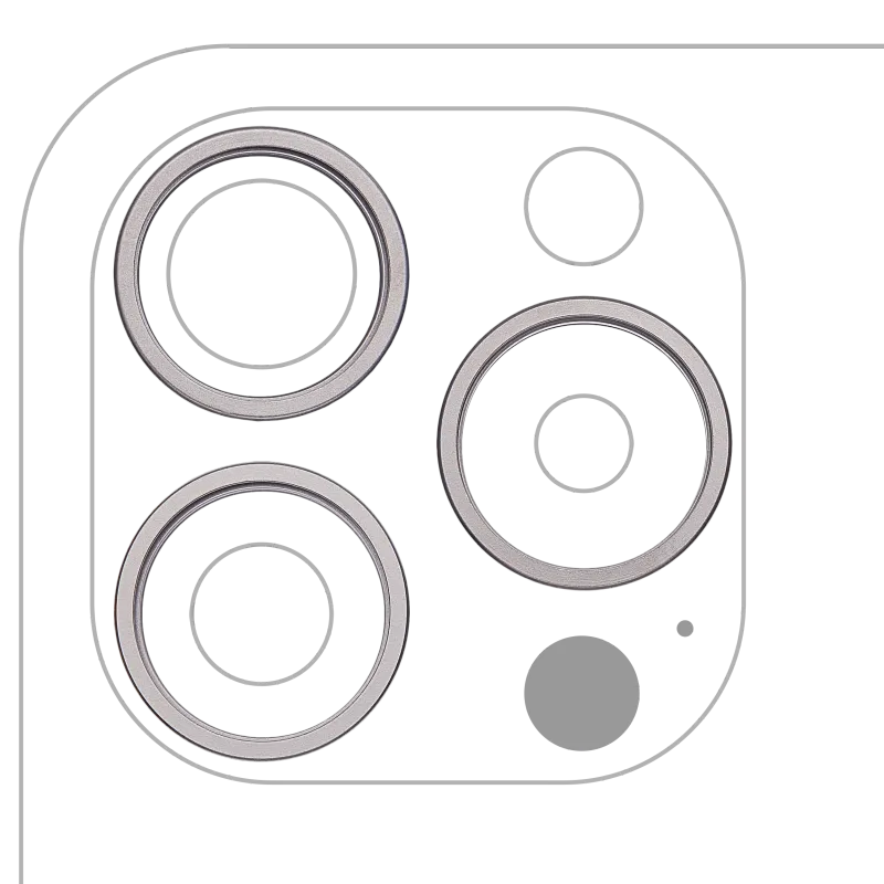Samotný rámeček sklíčka zadní kamery pro iPhone 15 Pro Max (sada 3 ks) (bílý titan) (balení 10 ks)