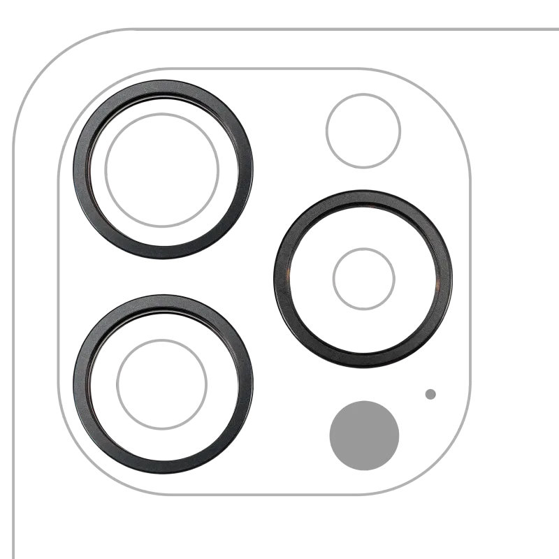 Samotný rámeček sklíčka zadní kamery pro iPhone 15 Pro Max (černý titan) (sada 3 ks)
