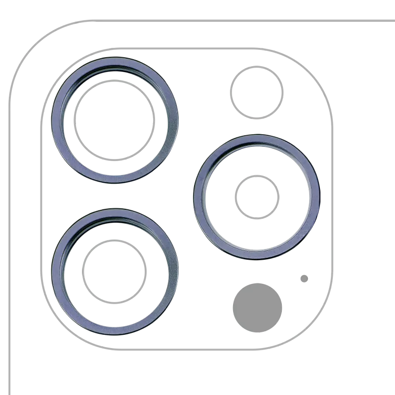 Samotný rámeček sklíčka zadní kamery pro iPhone 15 Pro Max (modrý titan) (sada 3 ks)