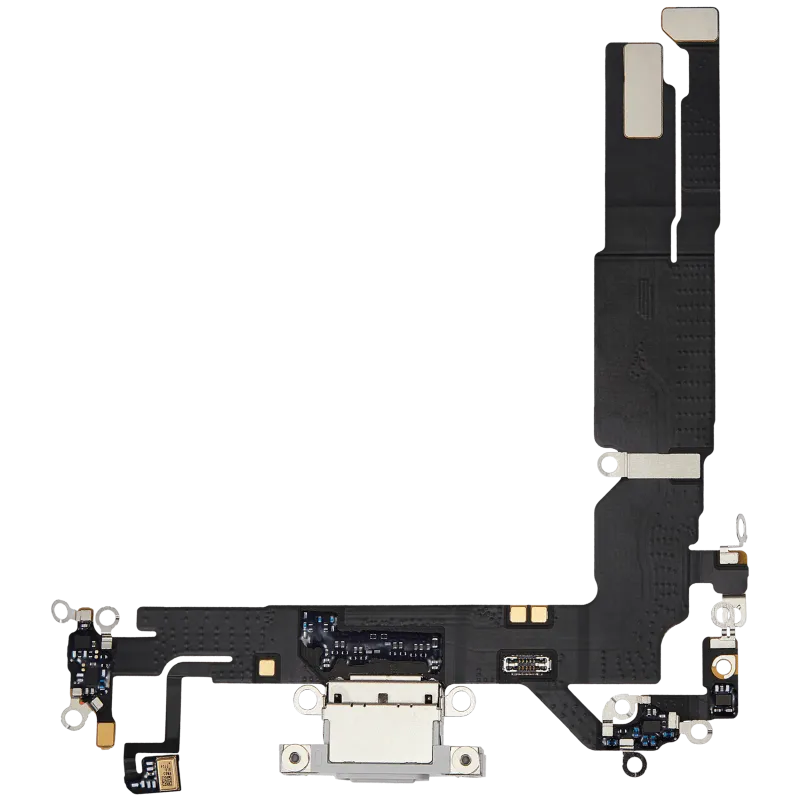 Flex kabel nabíjecího konektoru pro iPhone 16 (originál z vyřazeného zařízení) (bílá)