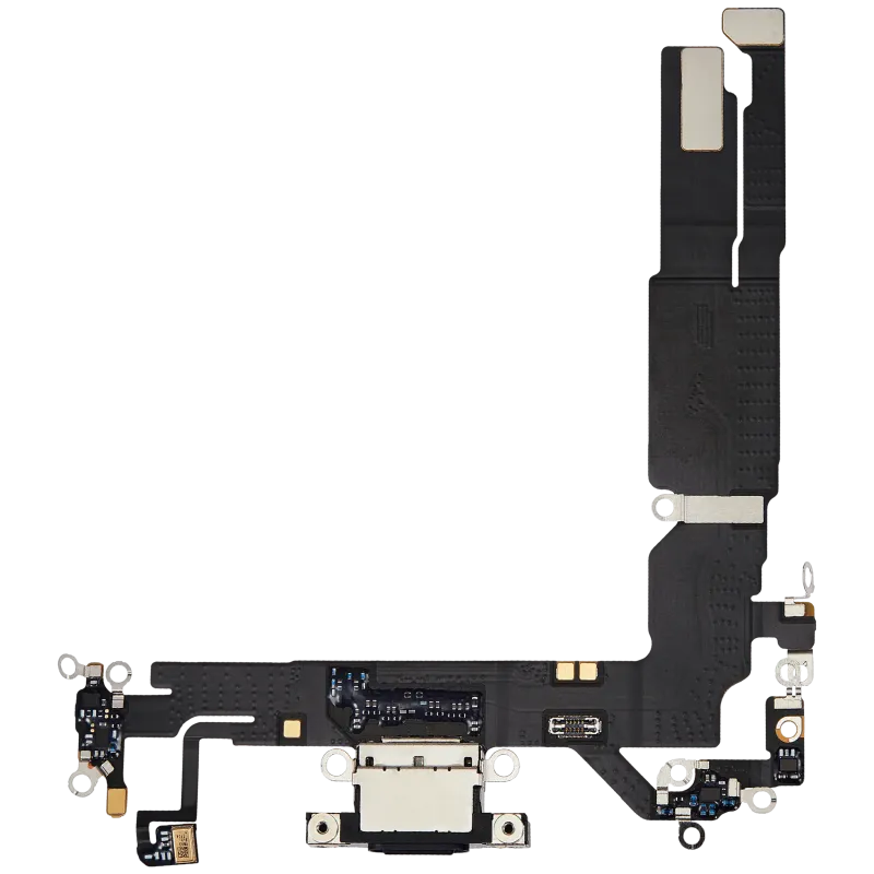 Flex kabel nabíjecího konektoru pro iPhone 16 (originál z vyřazeného zařízení) (černá)