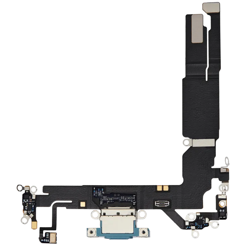 Flex kabel nabíjecího konektoru pro iPhone 16 (originál z vyřazeného zařízení) (modrozelená)