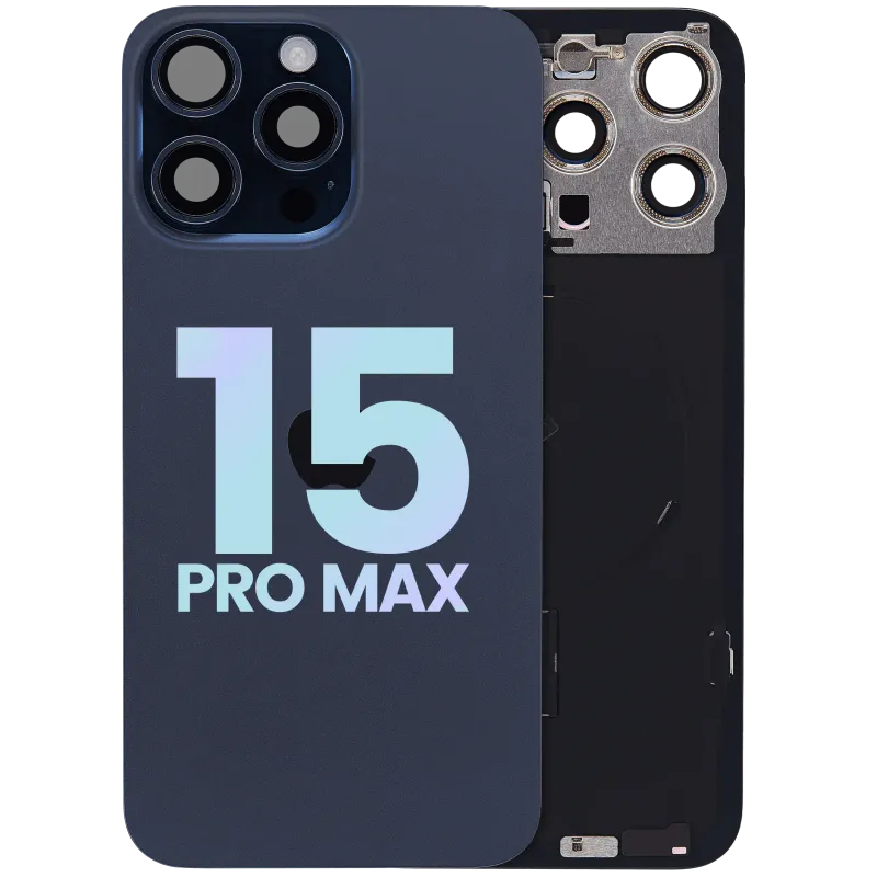 Zadní sklo s magnetem MagSafe, NFC a flexem blesku pro iPhone 15 Pro Max (Service Pack) (modrý titan)