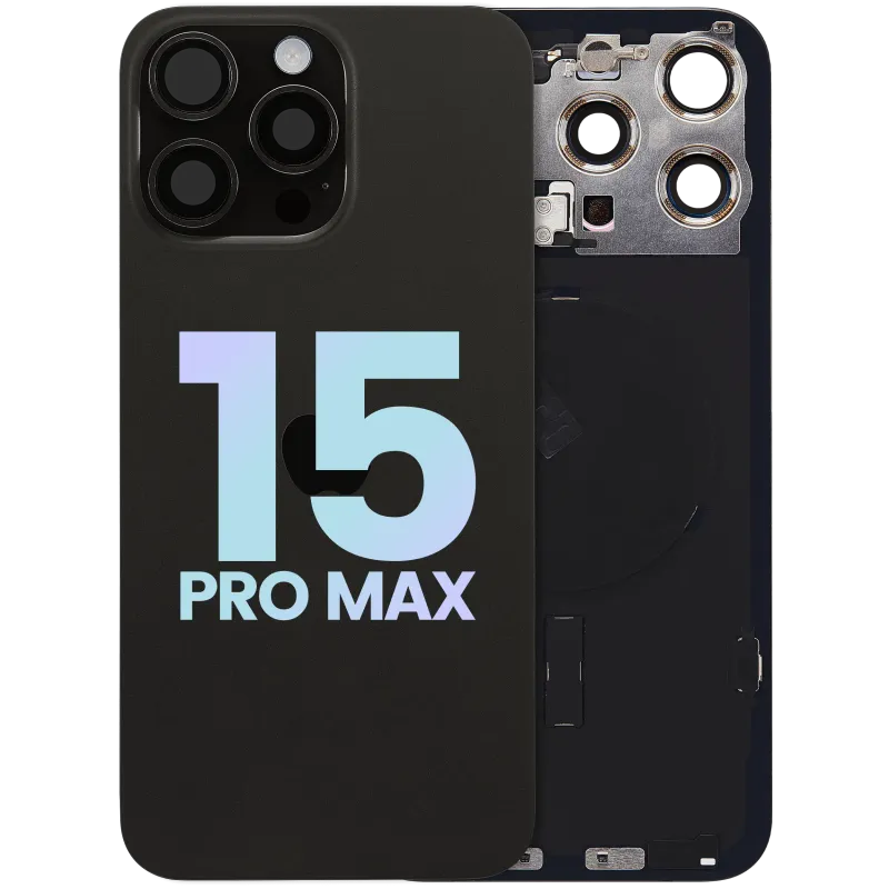 Zadní sklo s magnetem MagSafe, NFC a flexem blesku pro iPhone 15 Pro Max (Service Pack) (černý titan)