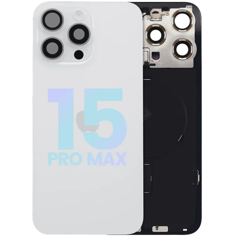Zadní sklo s magnetem MagSafe, NFC a flexem blesku pro iPhone 15 Pro Max (Service Pack) (bílý titan)