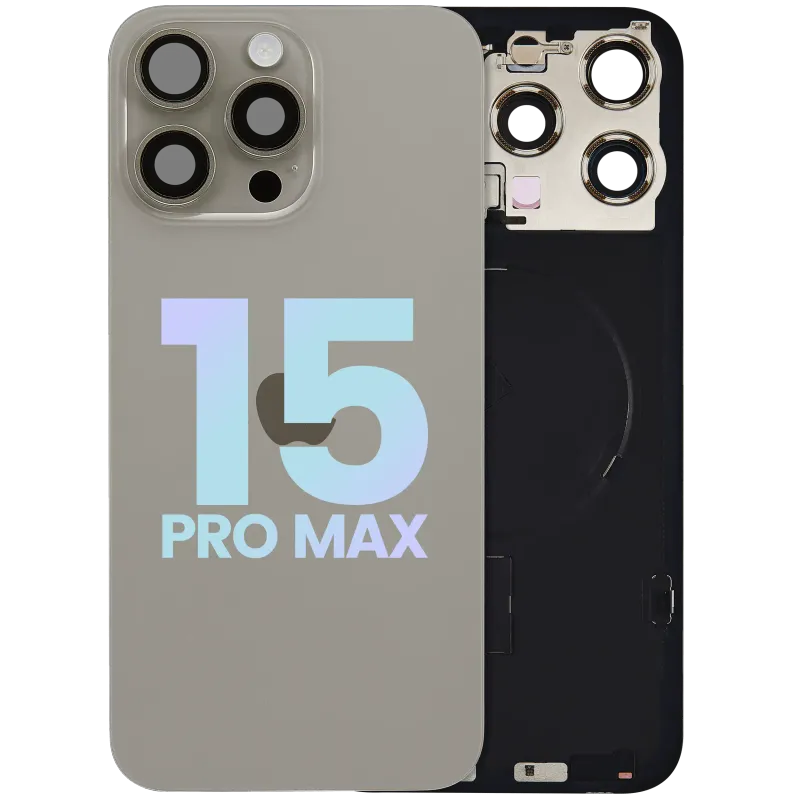 Zadní sklo s magnetem MagSafe, NFC a flexem blesku pro iPhone 15 Pro Max (Service Pack) (přírodní titan)