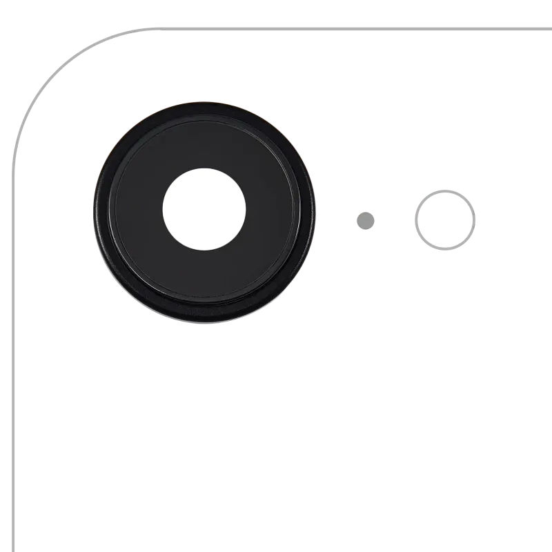 Sklíčko zadní kamery s držákem a rámečkem pro iPhone 16e / 17e (Premium) (černá)