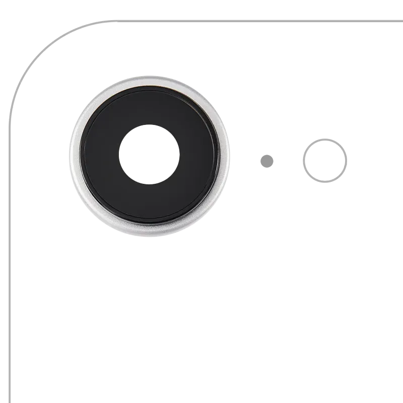 Sklíčko zadní kamery s držákem a rámečkem pro iPhone 16e / 17e (Premium) (bílá)