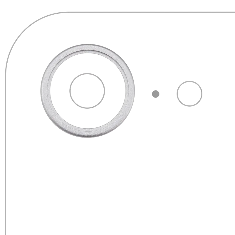 Samotný rámeček sklíčka zadní kamery pro iPhone 16e / 17e (bílá) (balení 10 ks)
