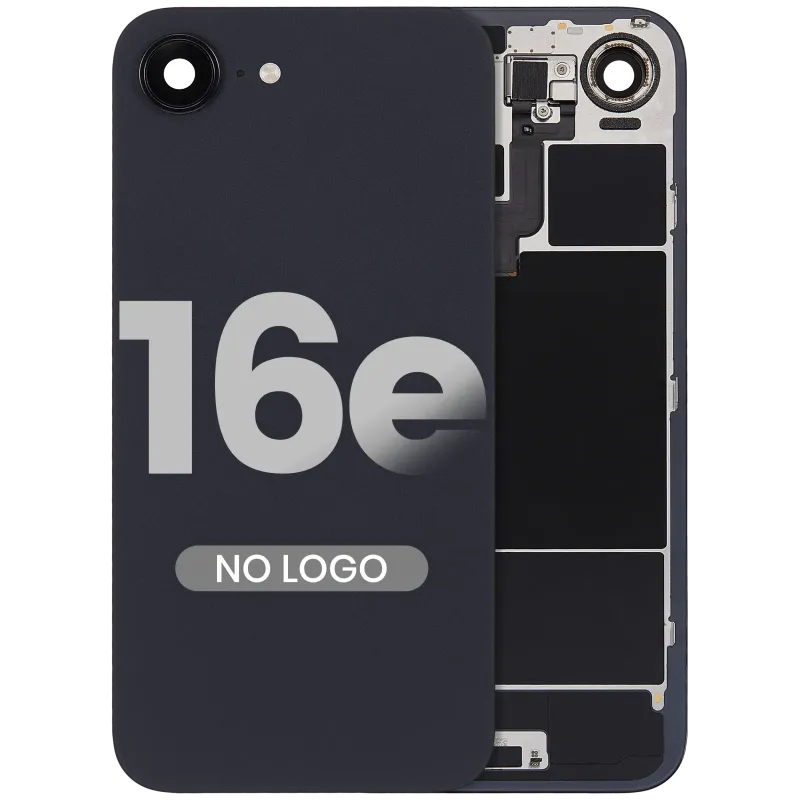 Zadní sklo s flexem bezdrátového nabíjení a NFC a flexem blesku pro iPhone 16e (Aftermarket) (černá)