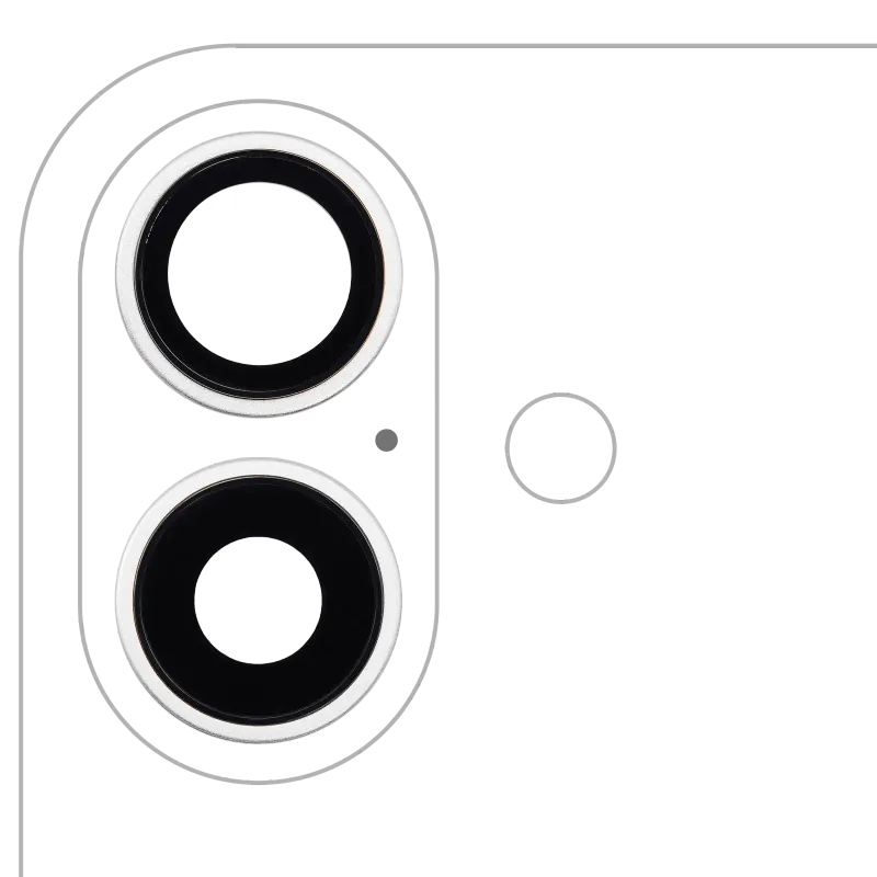 Sklíčko zadní kamery s držákem a rámečkem pro iPhone 16 / 16 Plus (sada 2 ks) (Premium) (bílá)
