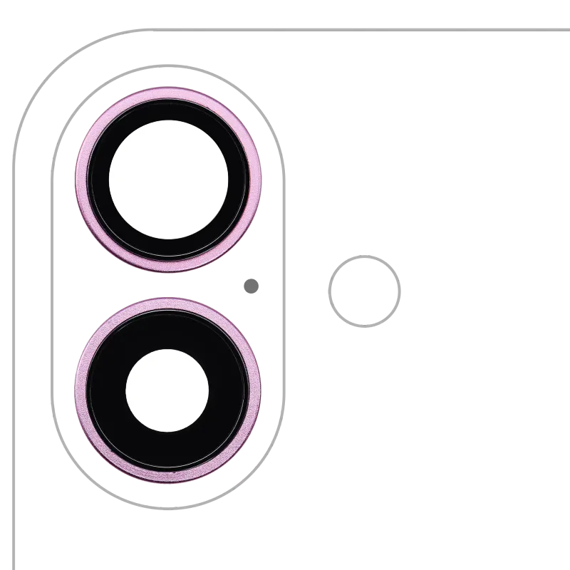 Sklíčko zadní kamery s držákem a rámečkem pro iPhone 16 / 16 Plus (sada 2 ks) (Premium) (růžová)