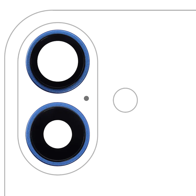 Sklíčko zadní kamery s držákem a rámečkem pro iPhone 16 / 16 Plus (sada 2 ks) (Premium) (ultramarínová)