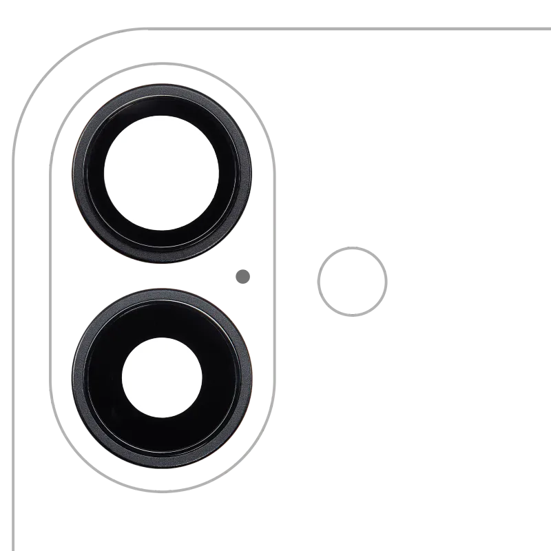Sklíčko zadní kamery s držákem a rámečkem pro iPhone 16 / 16 Plus (sada 2 ks) (Premium) (černá)