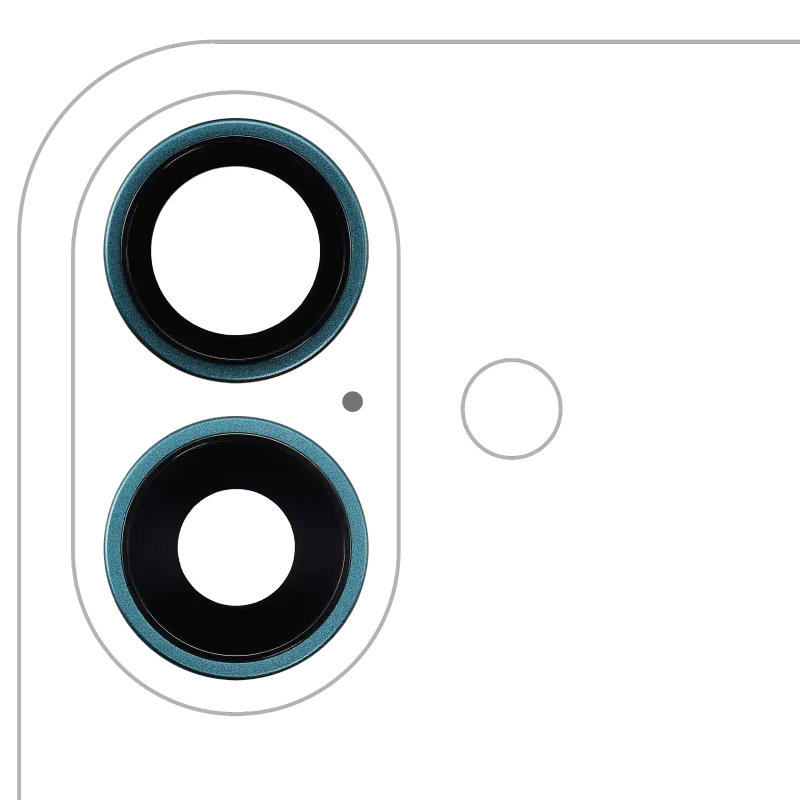 Sklíčko zadní kamery s držákem a rámečkem pro iPhone 16 / 16 Plus (sada 2 ks) (Premium) (modrozelená)