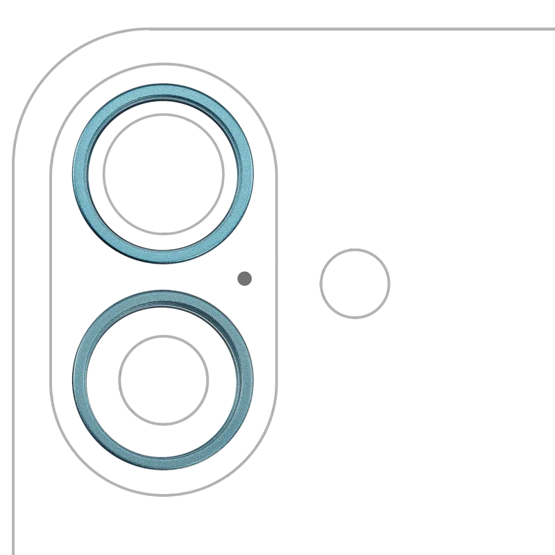 Samotný rámeček sklíčka zadní kamery pro iPhone 16 / 16 Plus (modrozelená) (sada 2 ks)