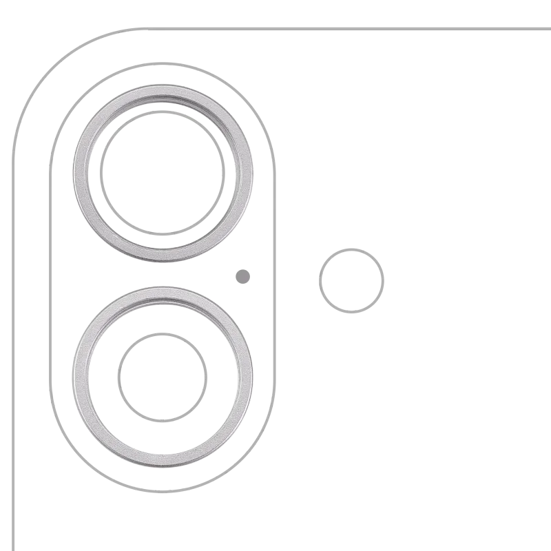Samotný rámeček sklíčka zadní kamery pro iPhone 16 / 16 Plus (sada 2 ks) (bílá) (balení 10 ks)