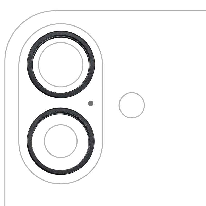 Samotný rámeček sklíčka zadní kamery pro iPhone 16 / 16 Plus (černá) (sada 2 ks)
