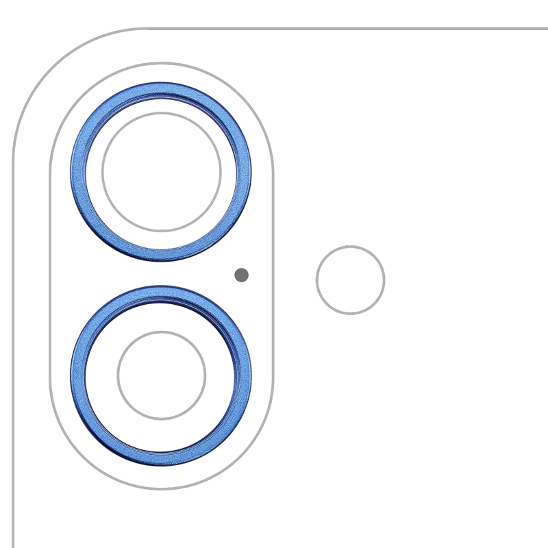 Samotný rámeček sklíčka zadní kamery pro iPhone 16 / 16 Plus (ultramarínová) (sada 2 ks)