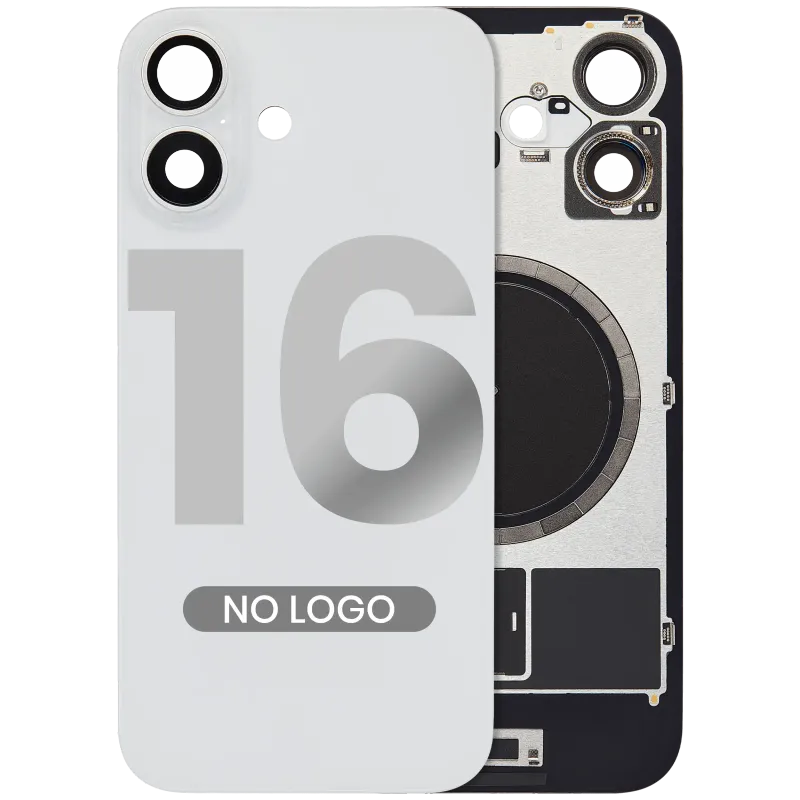 Zadní sklo s magnetem MagSafe pro iPhone 16 (bez loga) (Aftermarket) (bílá)