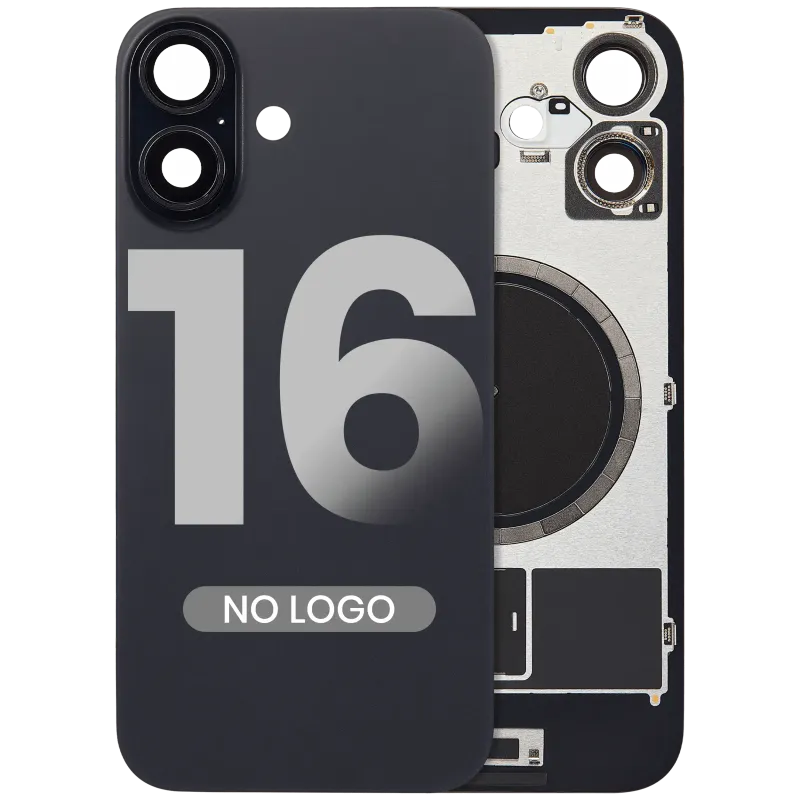 Zadní sklo s magnetem MagSafe pro iPhone 16 (bez loga) (Aftermarket) (černá)