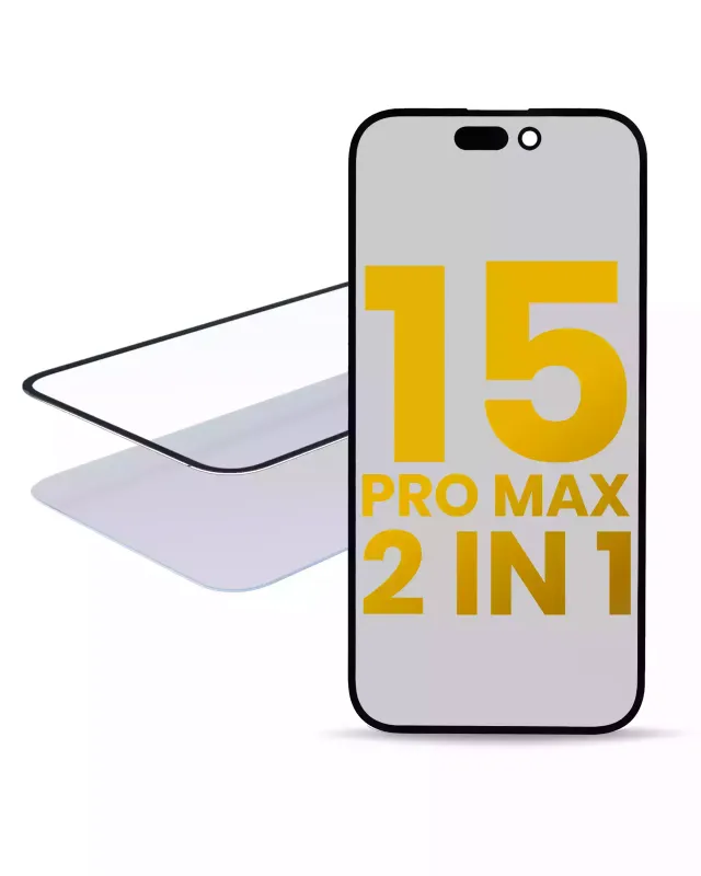 2v1 (sklo + předinstalovaná OCA) pro iPhone 15 Pro Max (OCA Master) (balení 2 ks)