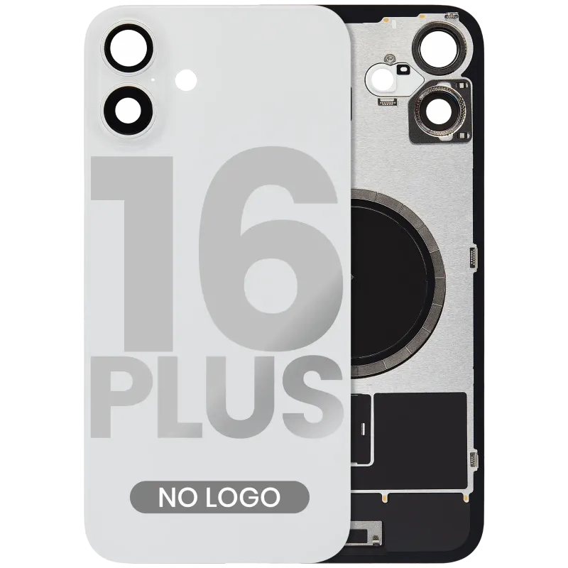 Zadní sklo s magnetem MagSafe pro iPhone 16 Plus (bez loga) (Aftermarket) (bílá)