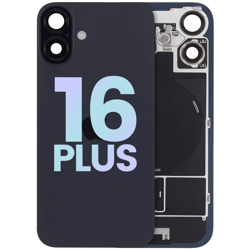 Zadní sklo s magnetem MagSafe, NFC a flexem blesku pro iPhone 16 Plus (Service Pack) (černá)