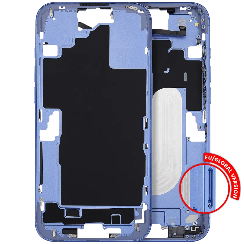 Střední rám (housing) s tlačítky zapínání a hlasitosti pro iPhone 16 Plus (EU verze) (Aftermarket Plus) (ultramarínová)