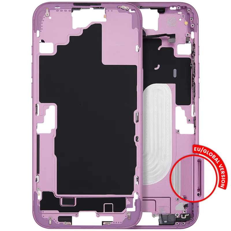 Střední rám (housing) s tlačítky zapínání a hlasitosti pro iPhone 16 Plus (EU verze) (Aftermarket Plus) (růžová)