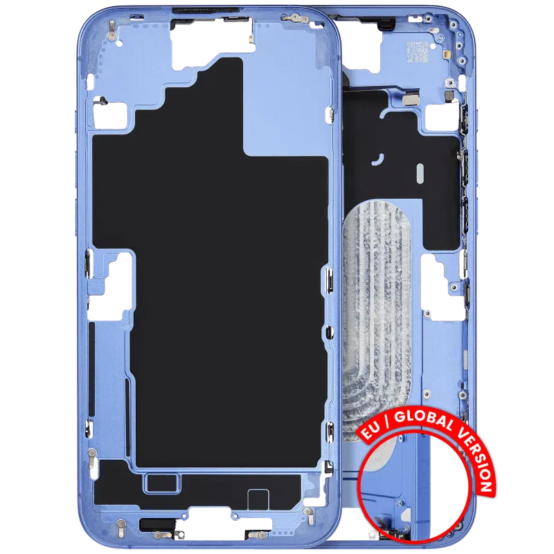 Střední rám (housing) s drobnými díly pro iPhone 16 Plus (EU verze) (originál z vyřazeného zařízení, stav C) (ultramarínová)