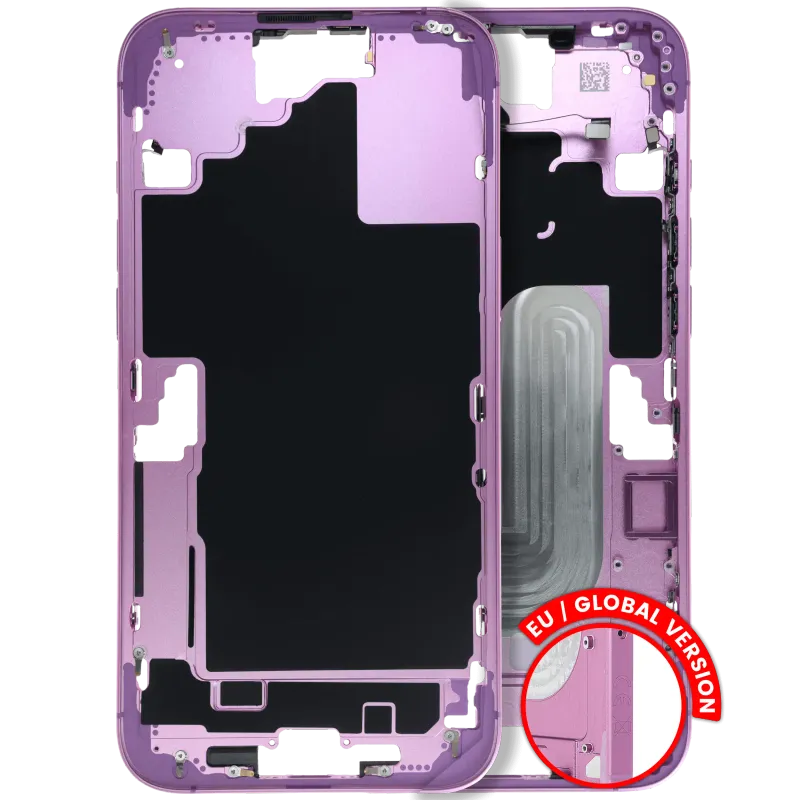 Střední rám (housing) s drobnými díly pro iPhone 16 Plus (EU verze) (originál z vyřazeného zařízení, stav B) (růžová)