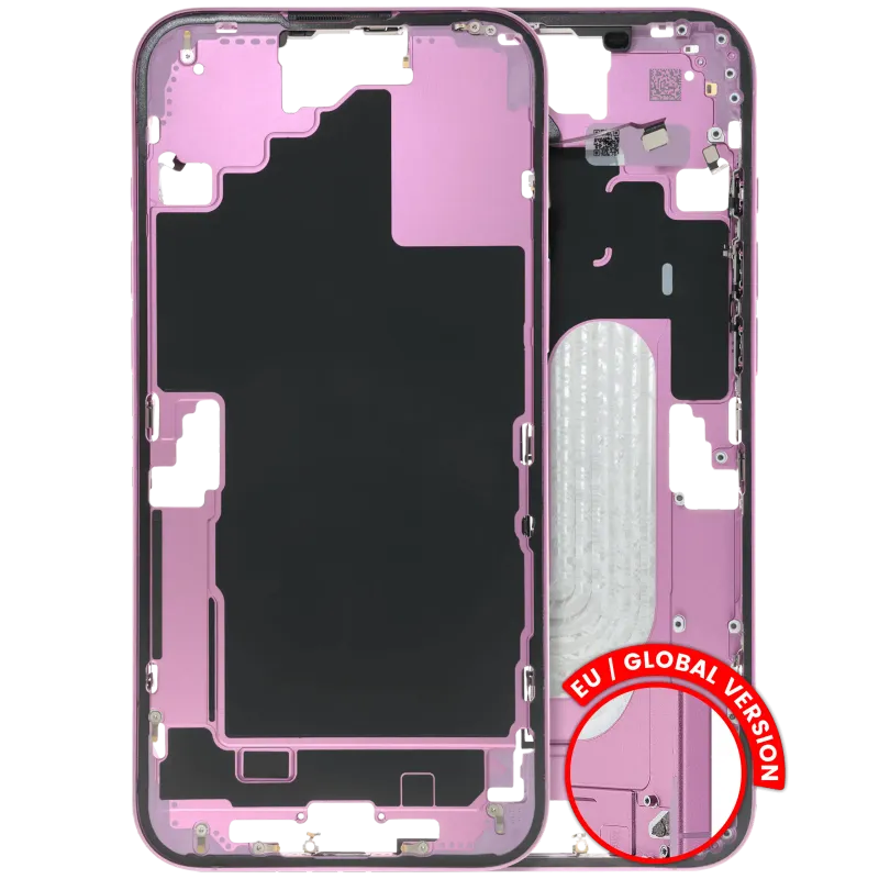 Střední rám (housing) s drobnými díly pro iPhone 16 Plus (US verze) (originál z vyřazeného zařízení, stav B) (růžová)