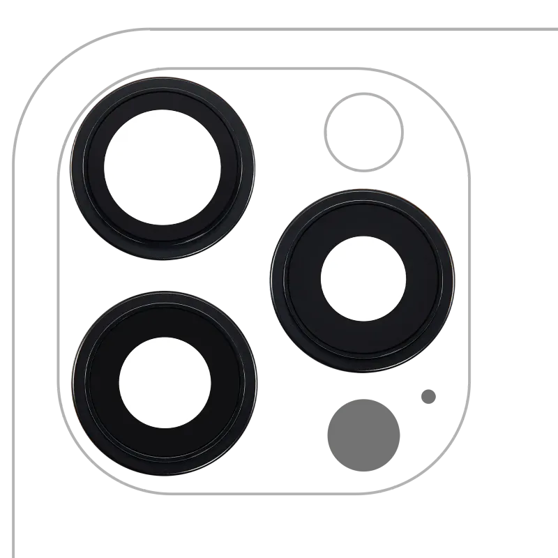 Sklíčko zadní kamery s držákem a rámečkem pro iPhone 16 Pro / 16 Pro Max (sada 3 ks) (Premium) (černý titan)