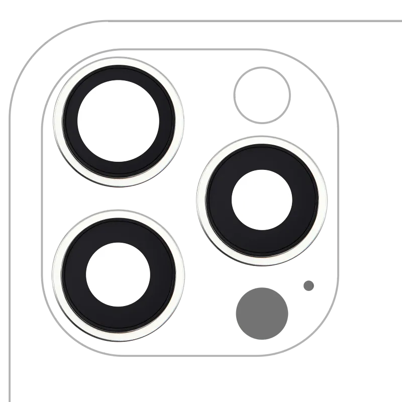 Sklíčko zadní kamery s držákem a rámečkem pro iPhone 16 Pro / 16 Pro Max (sada 3 ks) (Premium) (bílý titan)