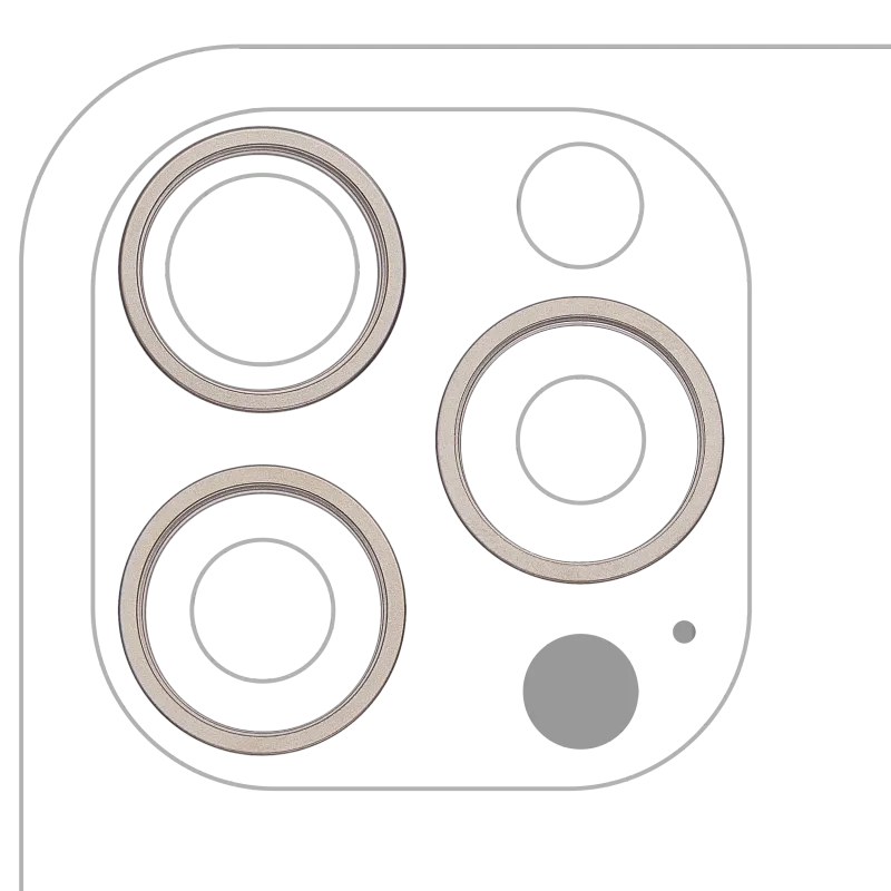 Samotný rámeček sklíčka zadní kamery pro iPhone 16 Pro / 16 Pro Max (sada 3 ks) (přírodní titan) (balení 10 ks)