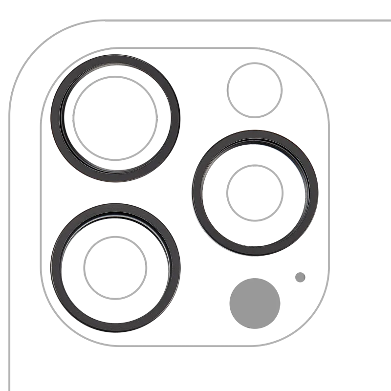 Samotný rámeček sklíčka zadní kamery pro iPhone 16 Pro / 16 Pro Max (sada 3 ks) (černý titan) (balení 10 ks)