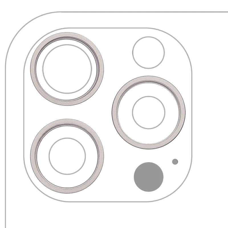 Samotný rámeček sklíčka zadní kamery pro iPhone 16 Pro / 16 Pro Max (sada 3 ks) (bílý titan) (balení 10 ks)