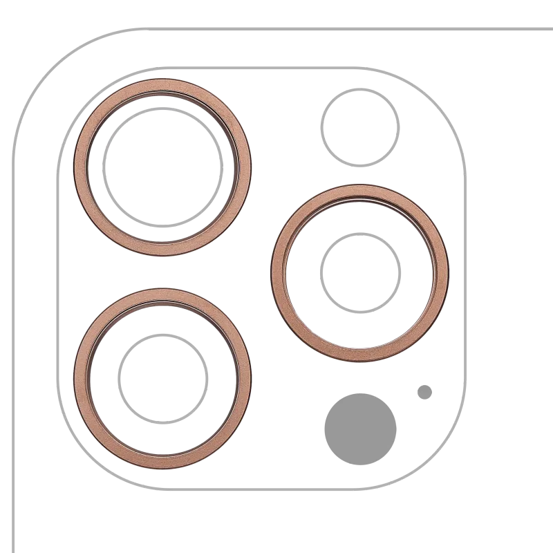 Samotný rámeček sklíčka zadní kamery pro iPhone 16 Pro / 16 Pro Max (sada 3 ks) (pouštní titan) (balení 10 ks)