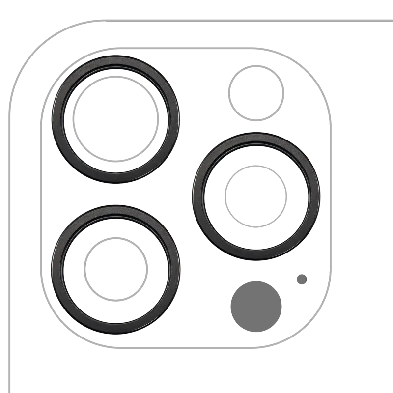 Samotný rámeček sklíčka zadní kamery pro iPhone 16 Pro / 16 Pro Max (černý titan) (sada 3 ks)