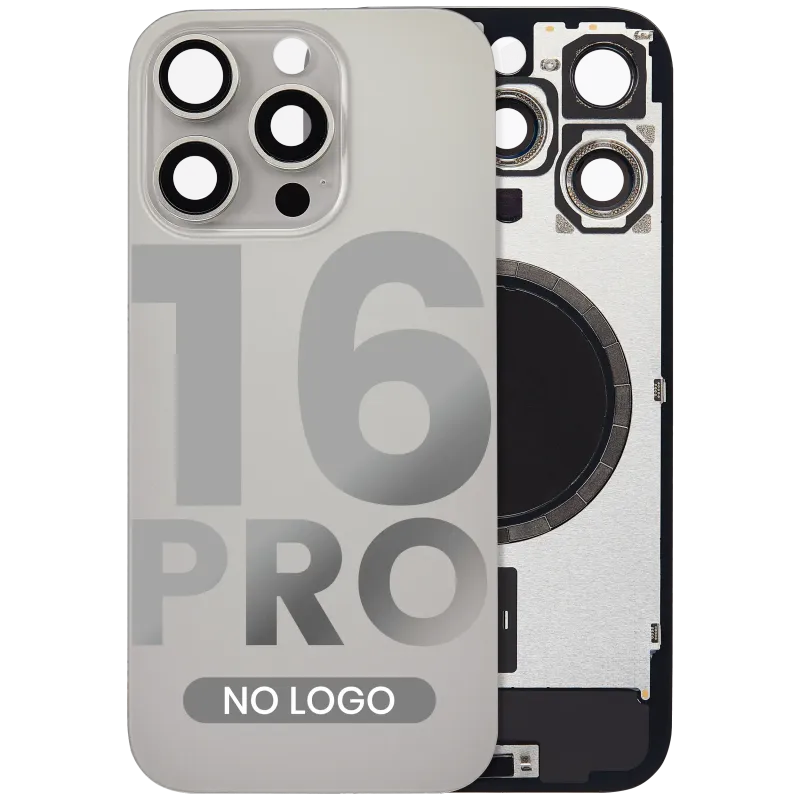 Zadní sklo s magnetem MagSafe pro iPhone 16 Pro (bez loga) (Aftermarket) (přírodní titan)