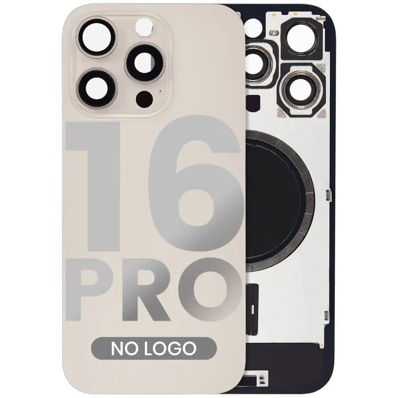 Zadní sklo s magnetem MagSafe pro iPhone 16 Pro (bez loga) (Aftermarket) (pouštní titan)