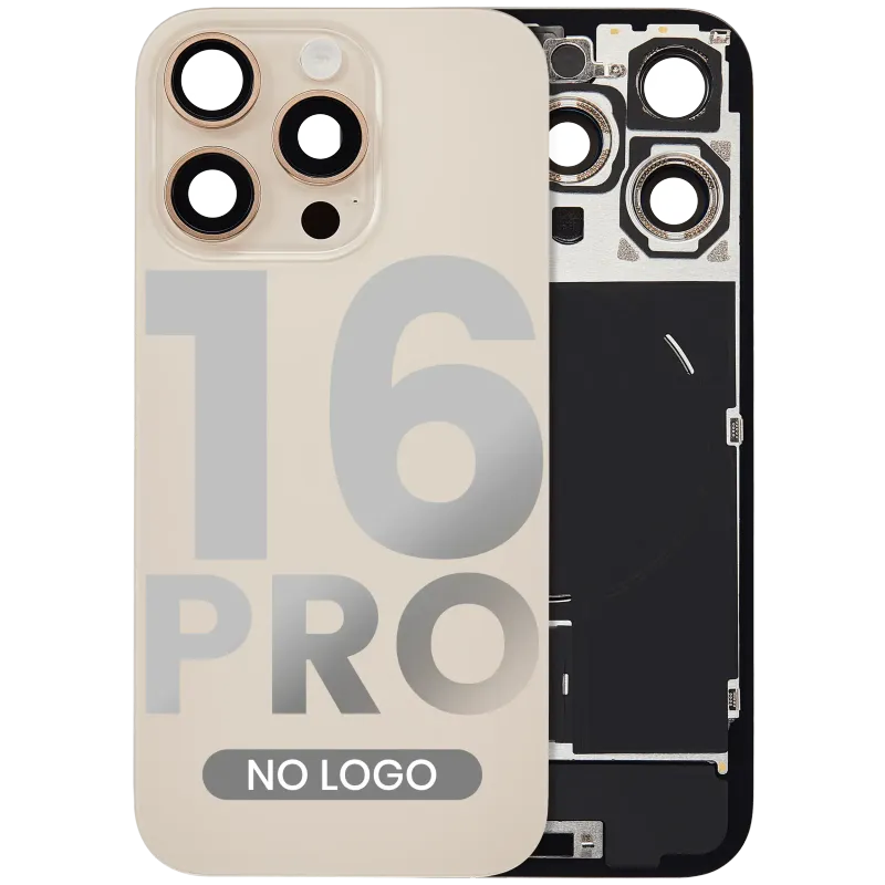 Zadní sklo s magnetem MagSafe, NFC a flexem blesku pro iPhone 16 Pro (bez loga) (Aftermarket) (pouštní titan)