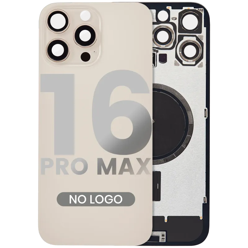 Zadní sklo s magnetem MagSafe pro iPhone 16 Pro Max (bez loga) (Aftermarket) (pouštní titan)