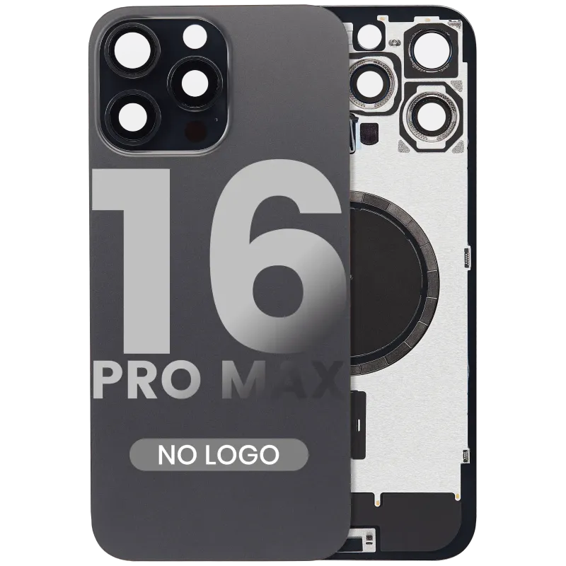 Zadní sklo s magnetem MagSafe pro iPhone 16 Pro Max (bez loga) (Aftermarket) (černý titan)