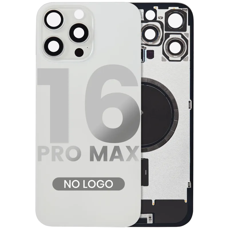 Zadní sklo s magnetem MagSafe pro iPhone 16 Pro Max (bez loga) (Aftermarket) (bílý titan)