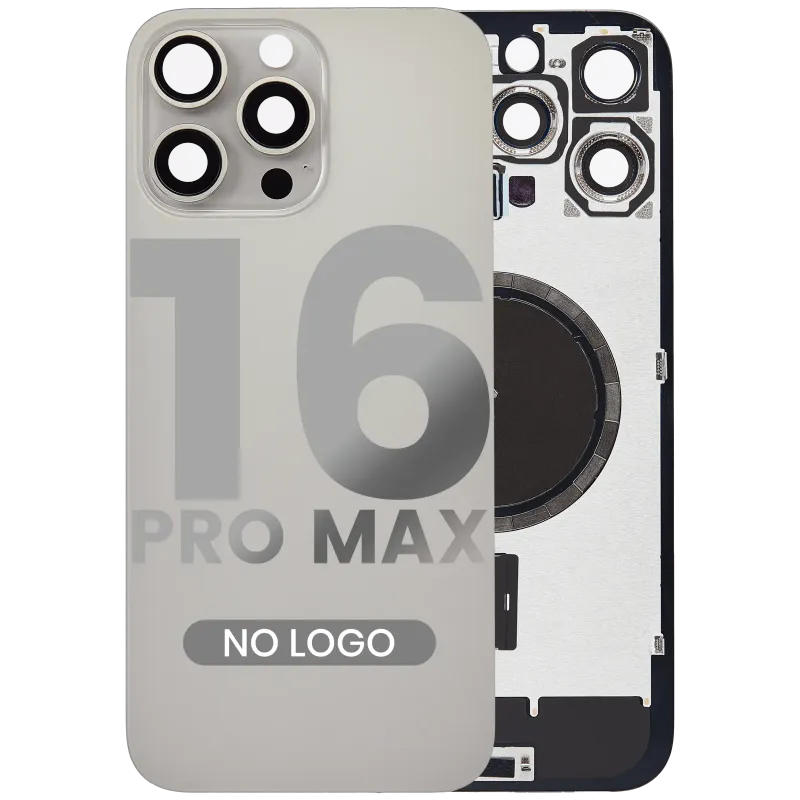 Zadní sklo s magnetem MagSafe pro iPhone 16 Pro Max (bez loga) (Aftermarket) (přírodní titan)
